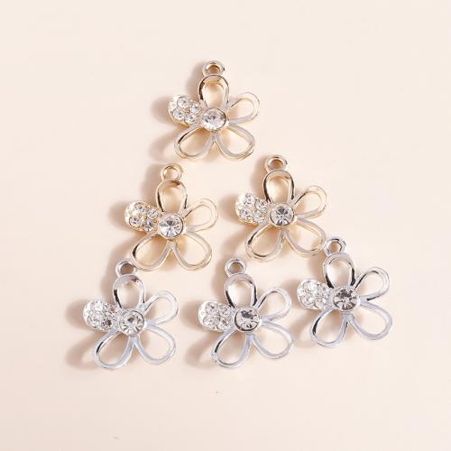 Zinc Alloy Rhinestone Pendants Flower plated DIY & with rhinestone Sold By Bag