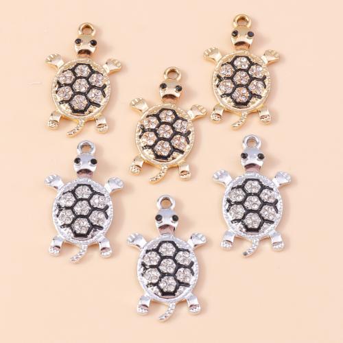 Zinc Alloy Animal Pendants Turtle plated DIY & with rhinestone Sold By Bag