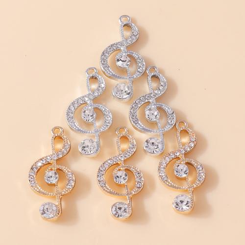 Zinc Alloy Rhinestone Pendler, Music Note, forgyldt, du kan DIY & med rhinestone, flere farver til valg, 10pc'er/Bag, Solgt af Bag