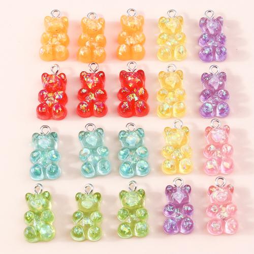 Resin Pendant Plastic with Resin Bear plated DIY Sold By Bag