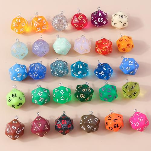 Resin Pendant Plastic with Resin Dice plated DIY Sold By Bag