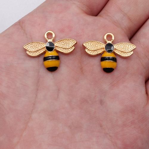 Zinc Alloy Enamel Pendants Bee plated DIY Sold By Bag