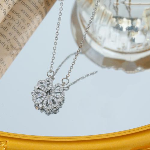 Stainless Steel Jewelry Necklace 304 Stainless Steel Vacuum Ion Plating for woman & with rhinestone Sold By PC