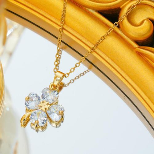 Stainless Steel Jewelry Necklace 304 Stainless Steel Vacuum Ion Plating for woman & with rhinestone Sold By PC