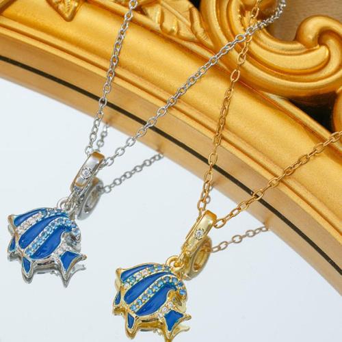 Stainless Steel Jewelry Necklace 304 Stainless Steel Vacuum Ion Plating for woman & enamel & with rhinestone Length 41-50 cm Sold By PC