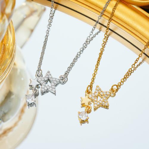 Stainless Steel Jewelry Necklace 304 Stainless Steel Vacuum Ion Plating for woman & with rhinestone Length 41-50 cm Sold By PC