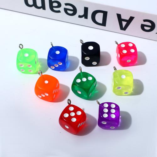 Resin Pendant Plastic with Resin Dice plated DIY Sold By Bag