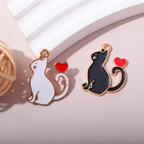 Zinc Alloy Enamel Pendants Cat plated DIY Sold By Bag