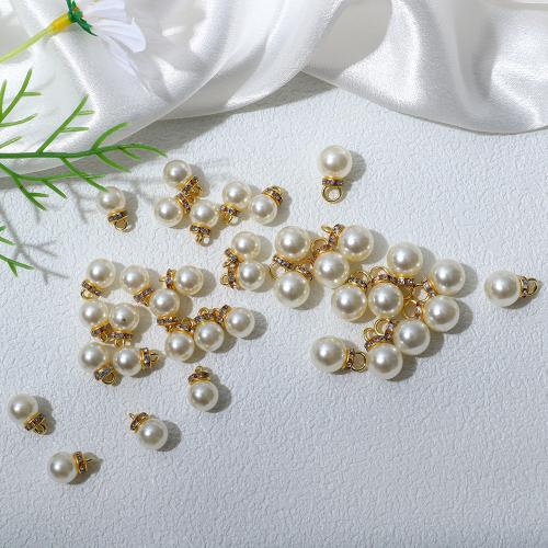 Cink Alloy Rhinestone Privjesci, s Plastična Pearl, pozlaćen, možete DIY & različite veličine za izbor & s Rhinestone, više boja za izbor, 100računala/Torba, Prodano By Torba