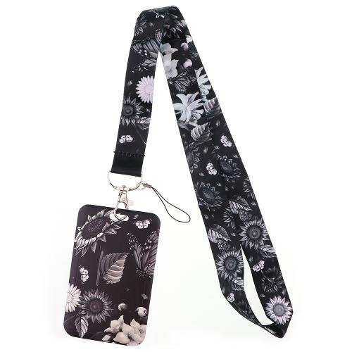 Lanyard card Holder Polyester with Plastic multifunctional black Sold By PC