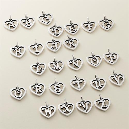 Stainless Steel Vedhæng Letter, 304 rustfrit stål, Heart, forgyldt, du kan DIY & forskellige stilarter for valg & med bogstavet mønster & hule, flere farver til valg, 17x16mm, Solgt af PC