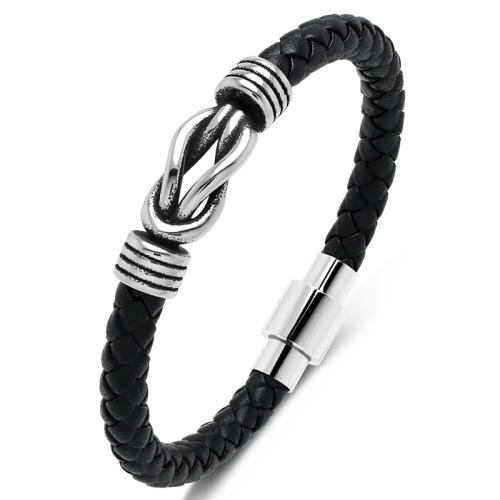 304 roestvrij staal Armband, met PU, mode sieraden & voor de mens, meer kleuren voor de keuze, Lengte Ca 7-9 inch, Verkocht door PC