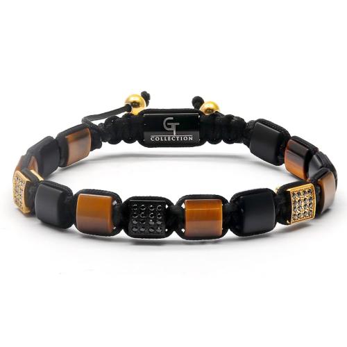 pierre gemme bracelet, avec cordon de polyester & Acier inoxydable 304, cadre, fait à la main, différents matériaux pour le choix & pavé de micro zircon & pour homme, Longueur Environ 7-11 pouce, Vendu par PC