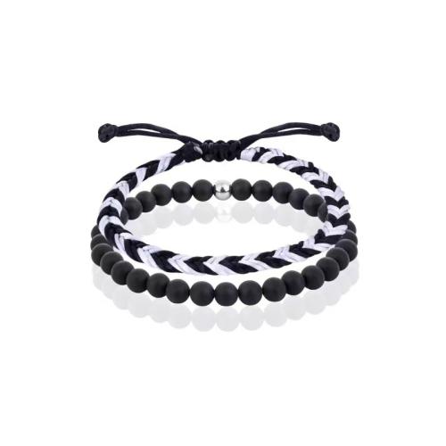 pierre gemme Set de bracelet, avec cordon de polyester, fait à la main, différents matériaux pour le choix & tressé & pour homme, Longueur Environ 6-10 pouce, Vendu par fixé