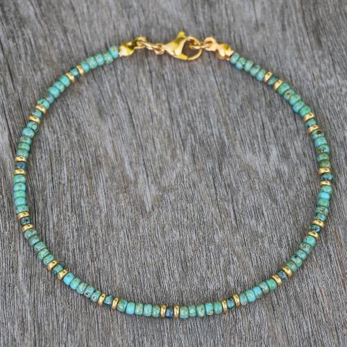 Gemstone Anklet with Zinc Alloy Unisex Length Approx 8 Inch Sold By PC