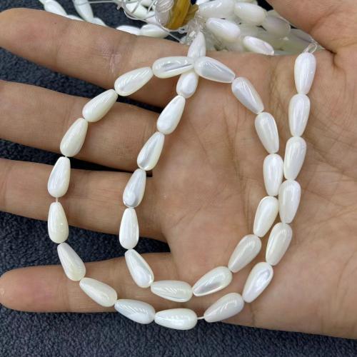 Top Shell Χάντρα, Teardrop, DIY, λευκό, 6x12mm, Περίπου 32PCs/Strand, Sold Με Strand