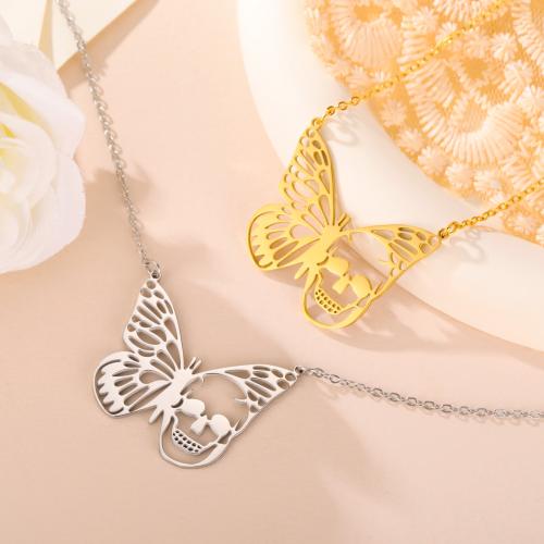 Stainless Steel Jewelry Necklace 304 Stainless Steel Butterfly plated for woman Length 45 cm Sold By PC