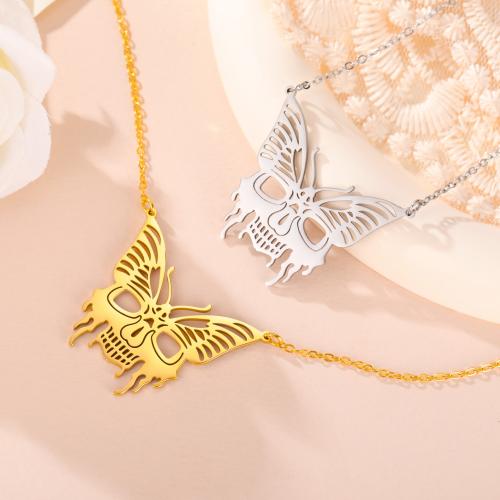 Stainless Steel Jewelry Necklace Titanium Steel Butterfly plated for woman Length 45 cm Sold By PC