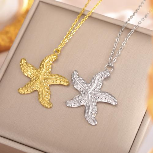 Stainless Steel Jewelry Necklace 304 Stainless Steel Starfish plated for woman Length 45 cm Sold By PC