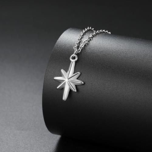 Jewelry Cruach dhosmálta muince, 304 Cruach dhosmálta, Ocht Pointe Star, plátáilte, do bhean, dathanna níos mó le haghaidh rogha, Fad 45 cm, Díolta De réir PC