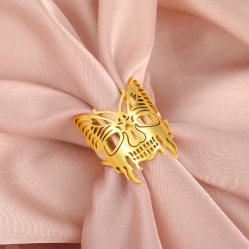 Stainless Steel Finger Ring 304 Stainless Steel Butterfly plated for woman inner ~20mm Sold By PC