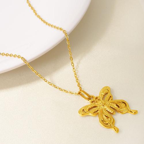 Stainless Steel Jewelry Necklace 304 Stainless Steel with 5CM extender chain Butterfly plated for woman Length 40 cm Sold By PC