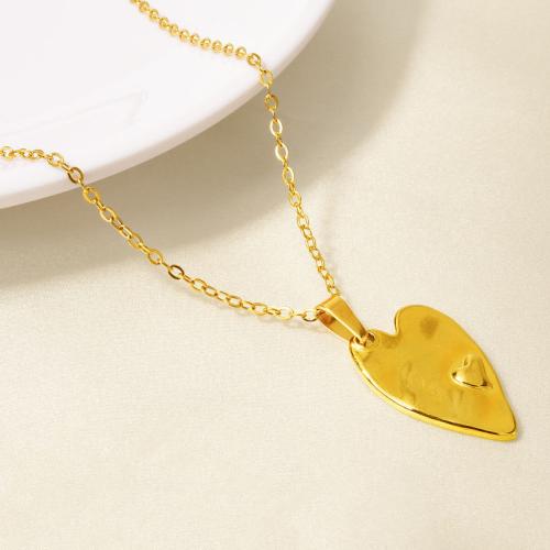 Stainless Steel Jewelry Necklace 304 Stainless Steel Heart plated for woman Length 40 cm Sold By PC