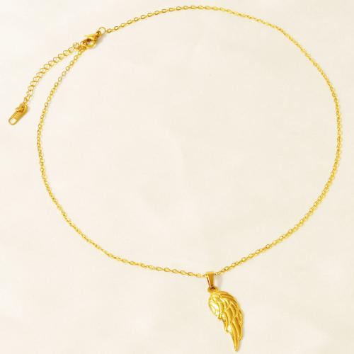 Stainless Steel Jewelry Necklace 304 Stainless Steel Feather plated for woman Sold By PC