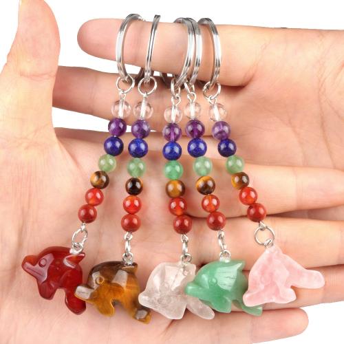 Bag Purse Charms Keyrings Keychains Natural Stone with Zinc Alloy Dolphin fashion jewelry Sold By PC