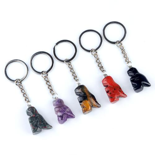 Bag Purse Charms Keyrings Keychains Natural Stone with Zinc Alloy Dinosaur fashion jewelry Sold By PC