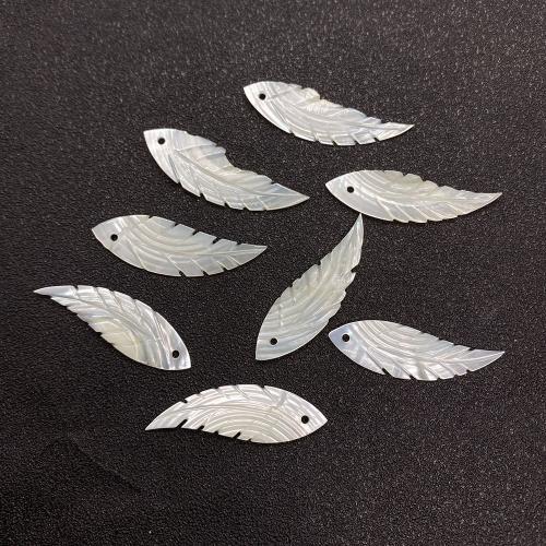 Naturlige muslingeskal perler, Shell, Leaf, du kan DIY, hvid, 7x30mm, Solgt af PC