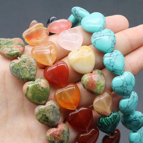 Gemstone šperky Korálky, Přírodní kámen, Srdce, DIY & různé materiály pro výběr, více barev na výběr, 16mm, Cca 12PC/Strand, Prodáno By Strand