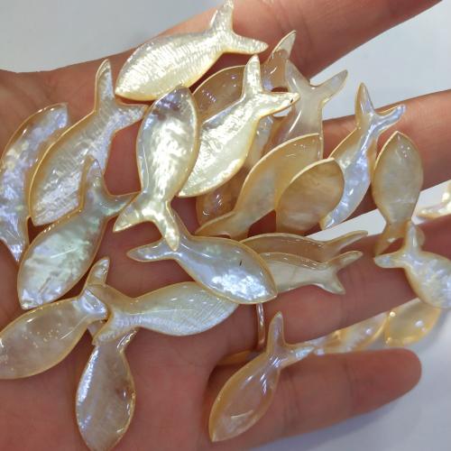 Natural Freshwater Shell Beads Fish DIY yellow Sold By PC