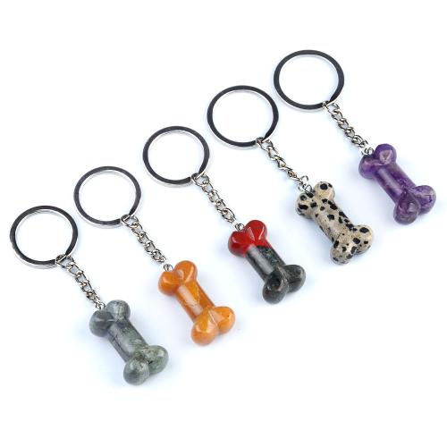 Natural Stone Key Clasp with Zinc Alloy Dog Bone fashion jewelry Sold By PC