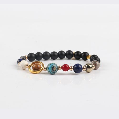 Gemstone Bracciali, pietra preziosa, with ottone, gioielli di moda, colori misti, 8mm, Lunghezza 18.5 cm, Venduto da PC