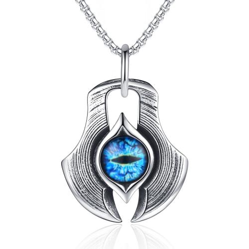 Stainless Steel Jewelry Necklace 304 Stainless Steel with Glass fashion jewelry & for man original color Sold By PC