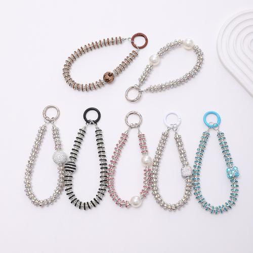 Mobile Phone Lanyard Iron with Glass & Zinc Alloy plated multifunctional & DIY Sold By PC