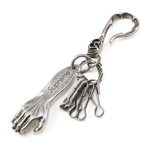 Bag Purse Charms Keyrings Keychains Zinc Alloy with Iron Hand antique silver color plated Halloween Design & DIY Sold By PC