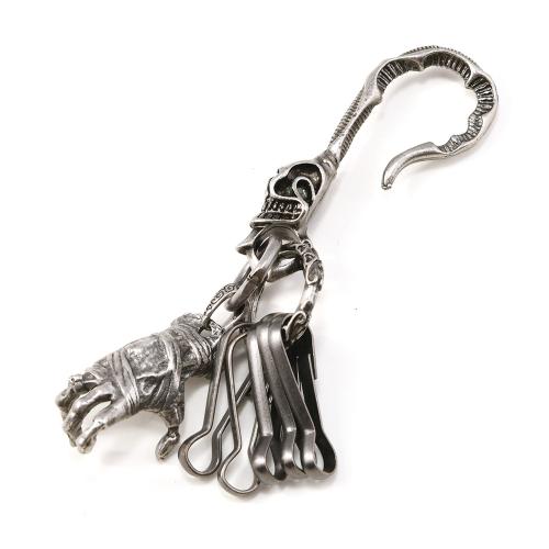 Bag Purse Charms Keyrings Keychains Zinc Alloy with Iron Hand antique silver color plated Halloween Design & DIY Sold By PC