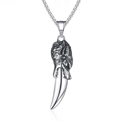 Stainless Steel Jewelry Necklace 304 Stainless Steel Wolf Tooth Antique finish fashion jewelry & for man original color Sold By PC