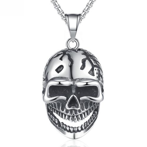 Stainless Steel Jewelry Necklace 304 Stainless Steel Skull Antique finish fashion jewelry & for man original color Sold By PC