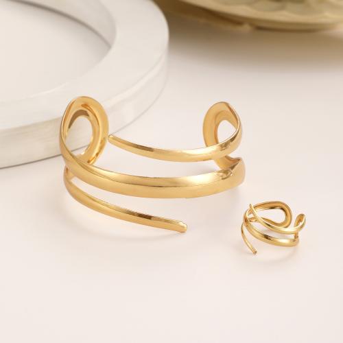 Jewelry Sets bangle & finger ring Iron plated 2 pieces & for woman & hollow Sold By Set