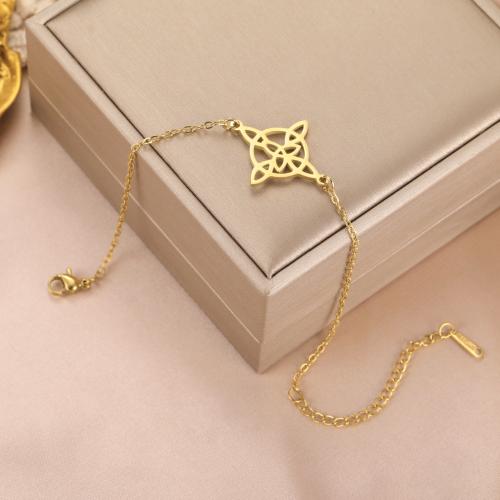 Stainless Steel Jewelry Bracelet 304 Stainless Steel with Knot Cord Vacuum Ion Plating for woman Sold By Bag