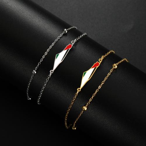 Stainless Steel Jewelry Bracelet 304 Stainless Steel with Knot Cord Vacuum Ion Plating for woman & enamel Sold By Bag