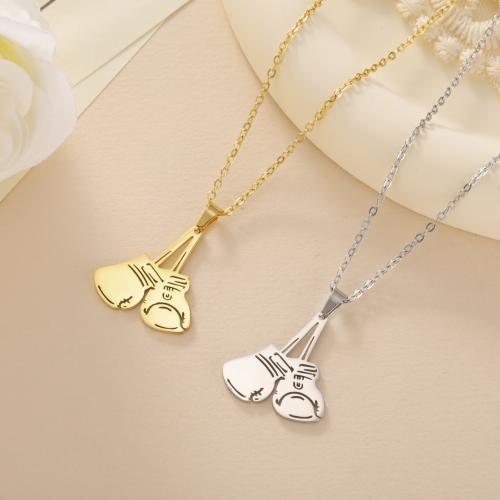 Stainless Steel Jewelry Necklace 304 Stainless Steel Boxing Glove Vacuum Ion Plating for woman Length 51-60 cm Sold By Bag