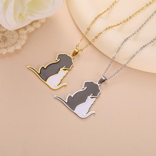 Stainless Steel Jewelry Necklace 304 Stainless Steel Vacuum Ion Plating for woman & enamel Sold By Bag