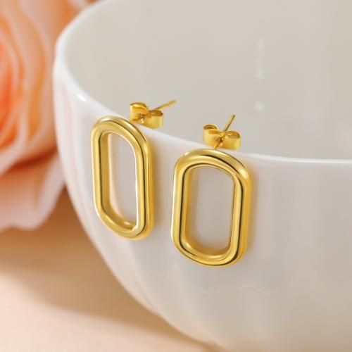 Stainless Steel Stud Earrings 304 Stainless Steel Vacuum Ion Plating for woman Sold By Bag