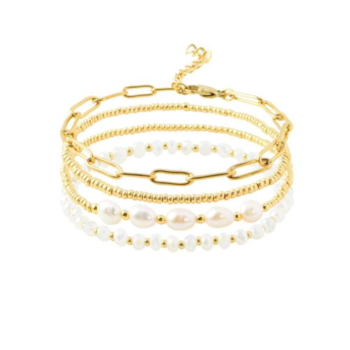 perle de plastique Set de bracelet, avec Seedbead & alliage de zinc, styles différents pour le choix & pour femme, Longueur Environ 6-8 pouce, Vendu par fixé