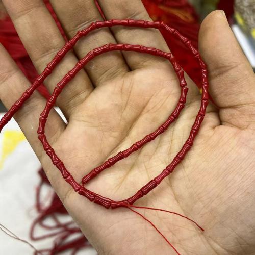 Natural Colored Shell Beads Bamboo DIY deep red Approx Sold By Strand