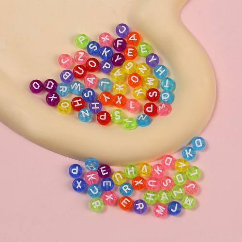 Perles acrylique alphabet, DIY & émail, plus de couleurs à choisir, 4x7mm, Environ 500sol/sac, Vendu par sac